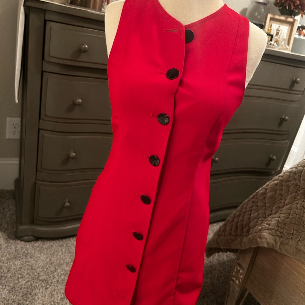 Ganni Red Button-Front Mini Dress